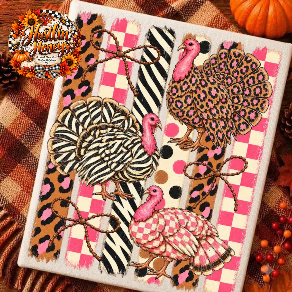 Turkey Trio - Pink Checkered