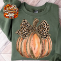 Pumpkin with Leopard Bow and Gold Frosting